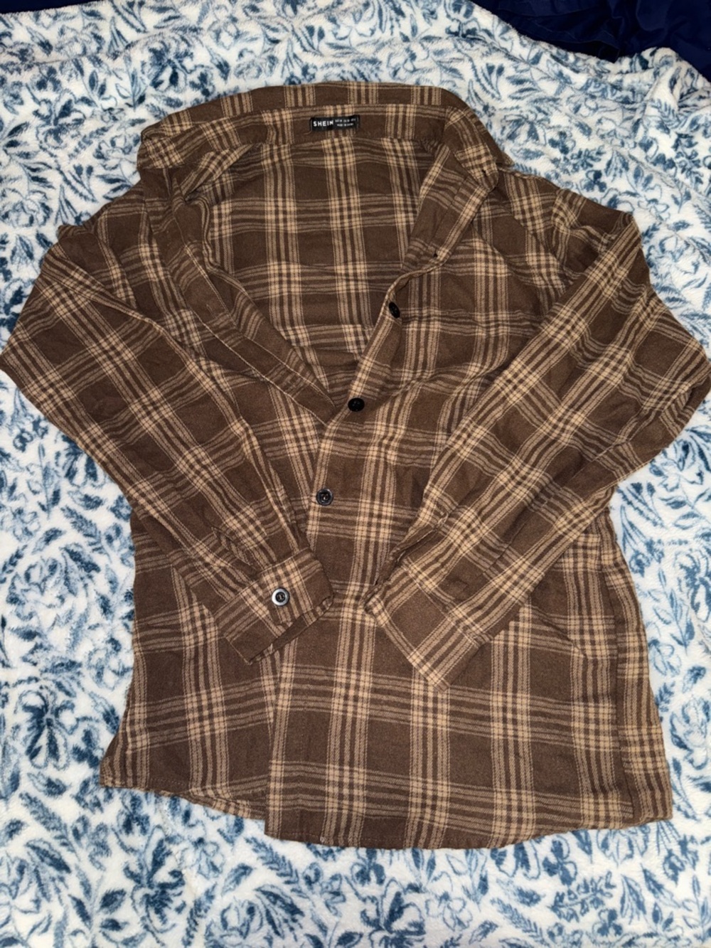 Men's Brown Plaid Button-Up Jacket